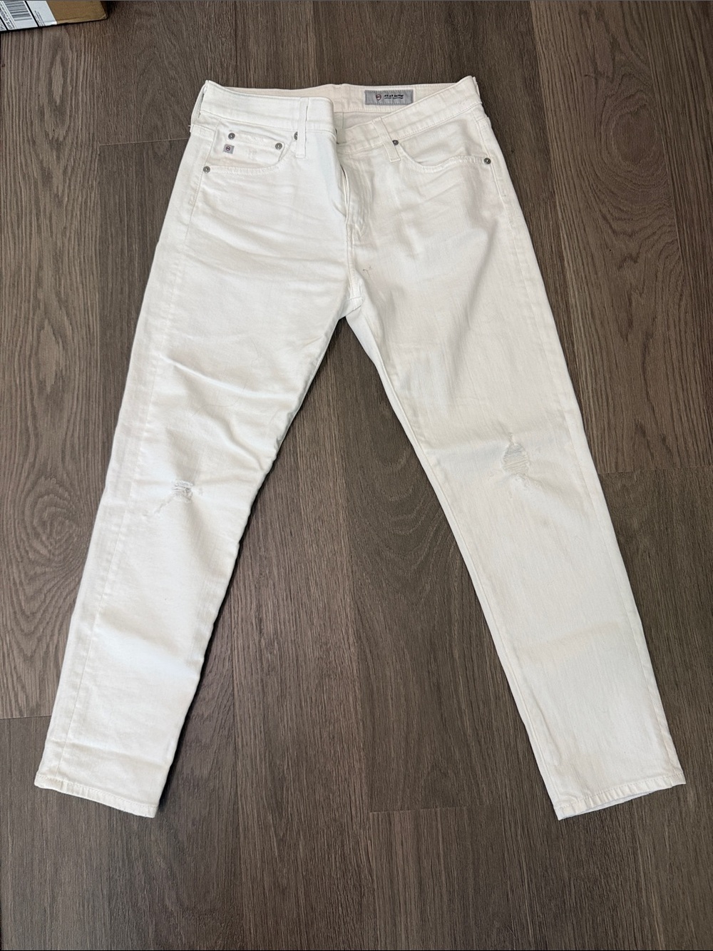 Ag Adriano Goldschmied Women's White Ankle Jeans “the Ex Boyfriend” slim